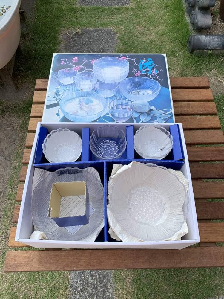 曽我ガラス5点セット 1960年代 曽我ガラス 青ガラス 小鉢 5点 未使用 ボウル 硝子