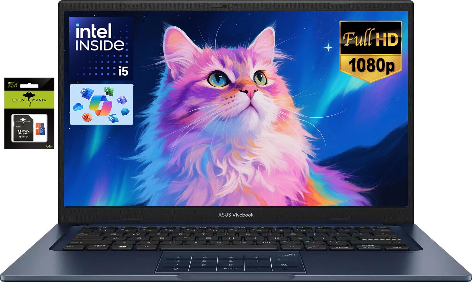 Vivobook 14" FHD Laptop, Intel 10-Core i5-1334U (Beat i7-1250U), 12GB RAM 512GB SSD, NumberPad, Long Battery Life, Private Webcam, Windows 11 Laptop for Student, Business, Home, School