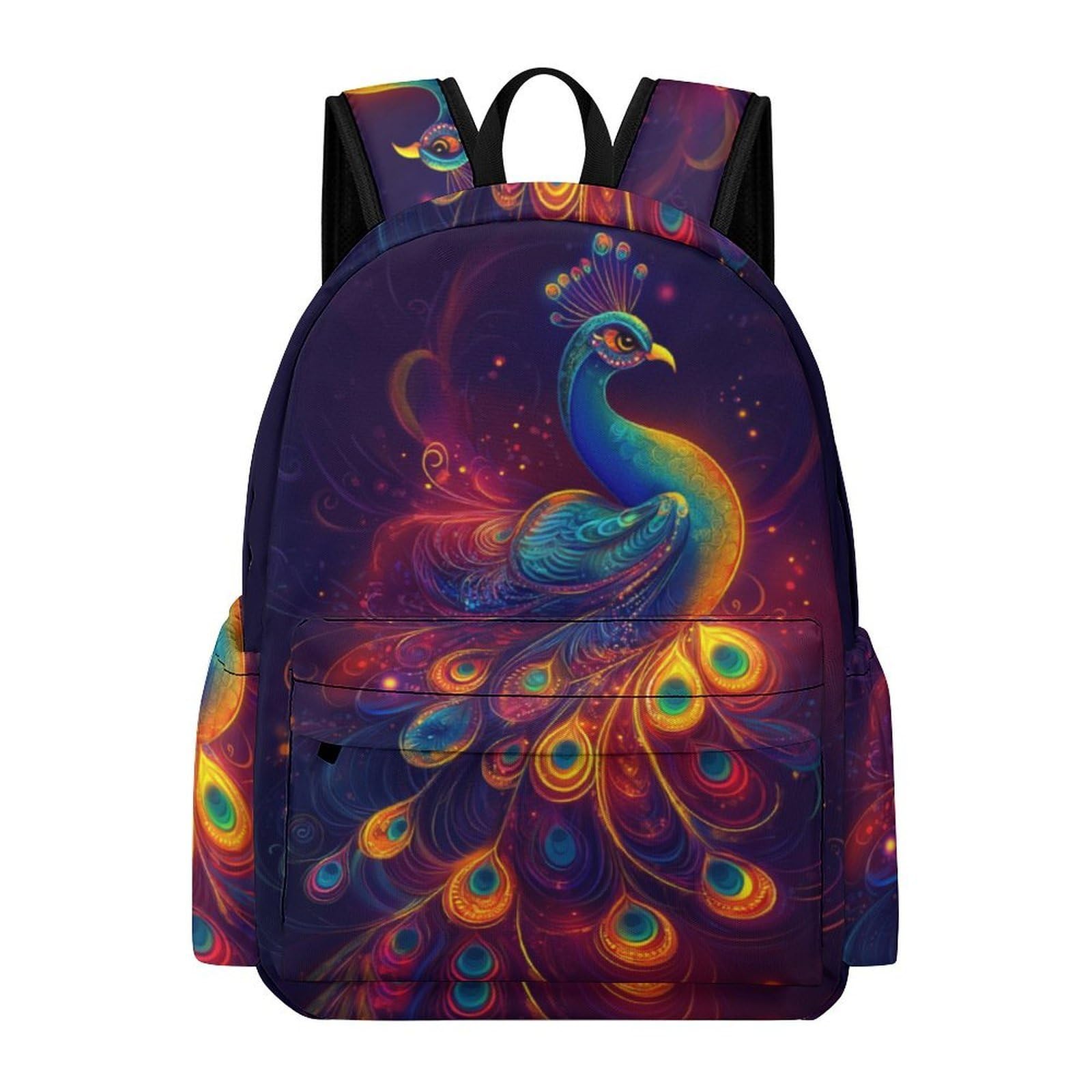 TPISLI Kids Peacock Design Bookbag for Boys Girls 7-12 Years 13.3 Inch Laptop Backpack, Modern Durable Animal Bookbag for Weekend Trips Outdoor Gift Large Capacity