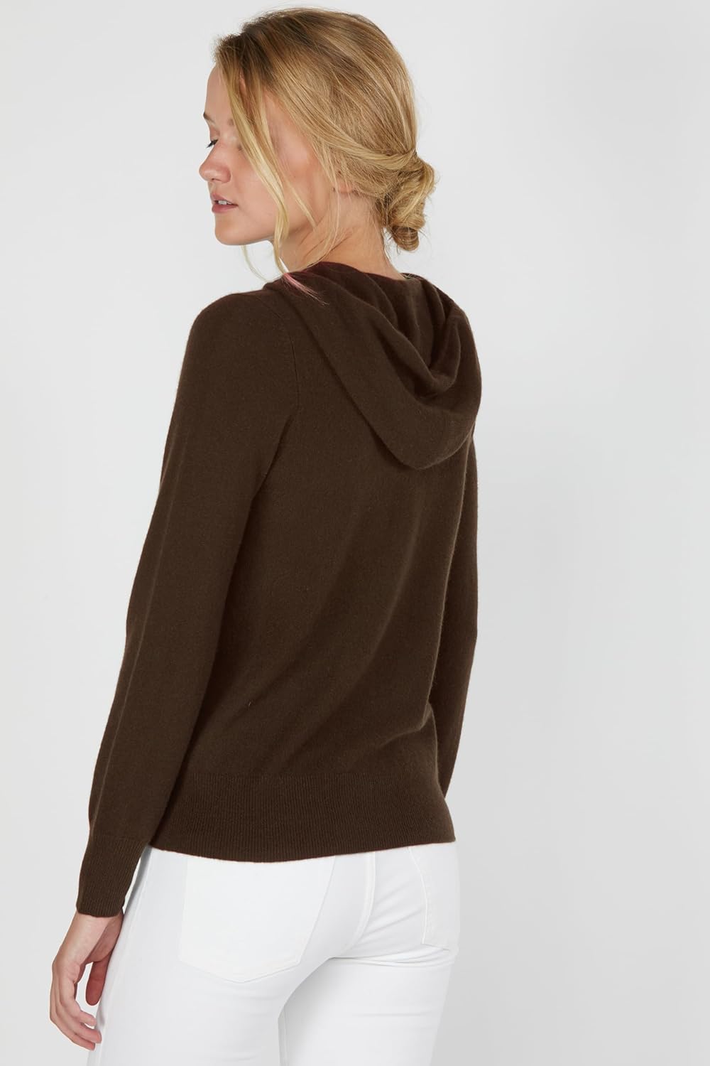 JENNIE LIU Women's 100% Pure Cashmere Long Sleeve Zip Hoodie Cardigan Sweater - Image 3