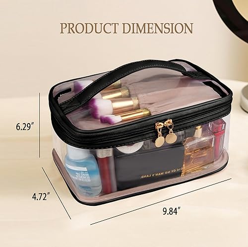 Miniatura 2 de Bolsa de aseo transparente, organizador de artículos de aseo de viaje transparente, gran apertura, bonita bolsa de maquillaje de viaje, artículos