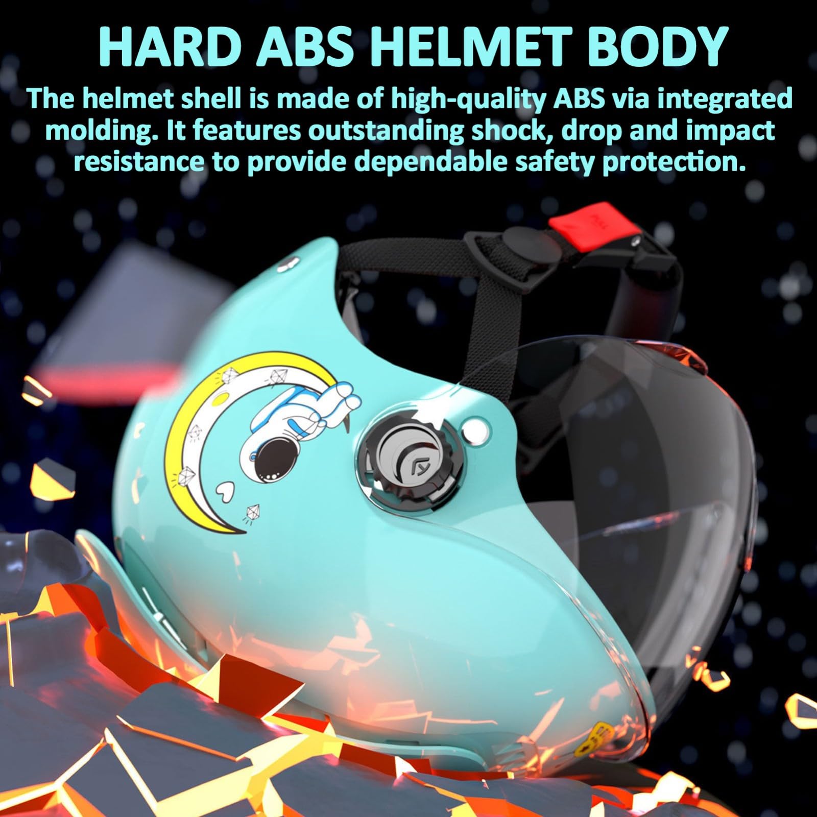 Casque De Moto Demi-Jet pour Enfants Homologué ECE 22.06, avec Visière Solaire, Motif Dessin Animé, pour Garçons Et Filles De 3 À 12 Ans.