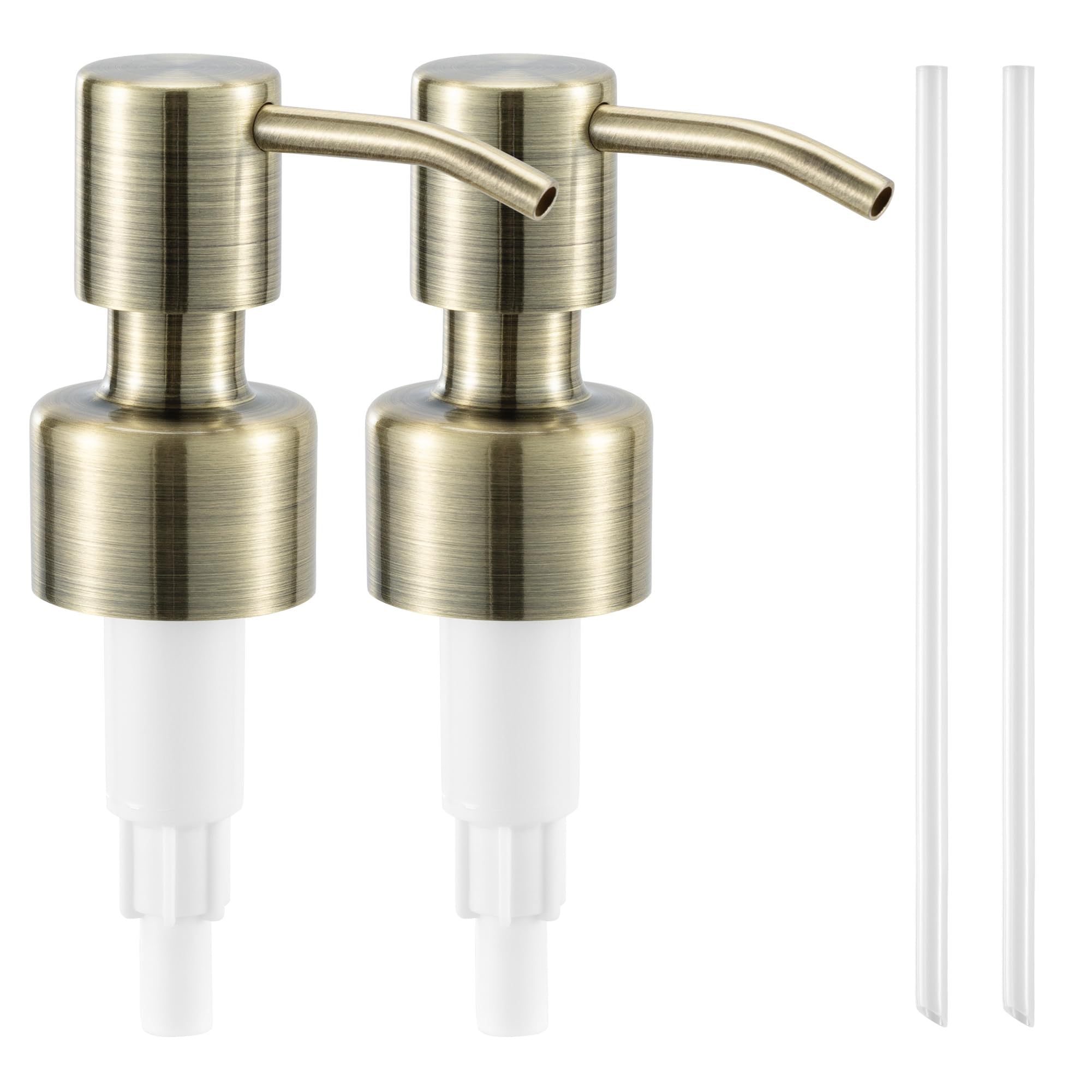 Navaris 2x Dispensador de jabón líquido - Set de 2x recambio de dosificador de acero inoxidable de repuesto - Cabezal para botellas de 26 a 28 mm - Dispensador Dorado Mate