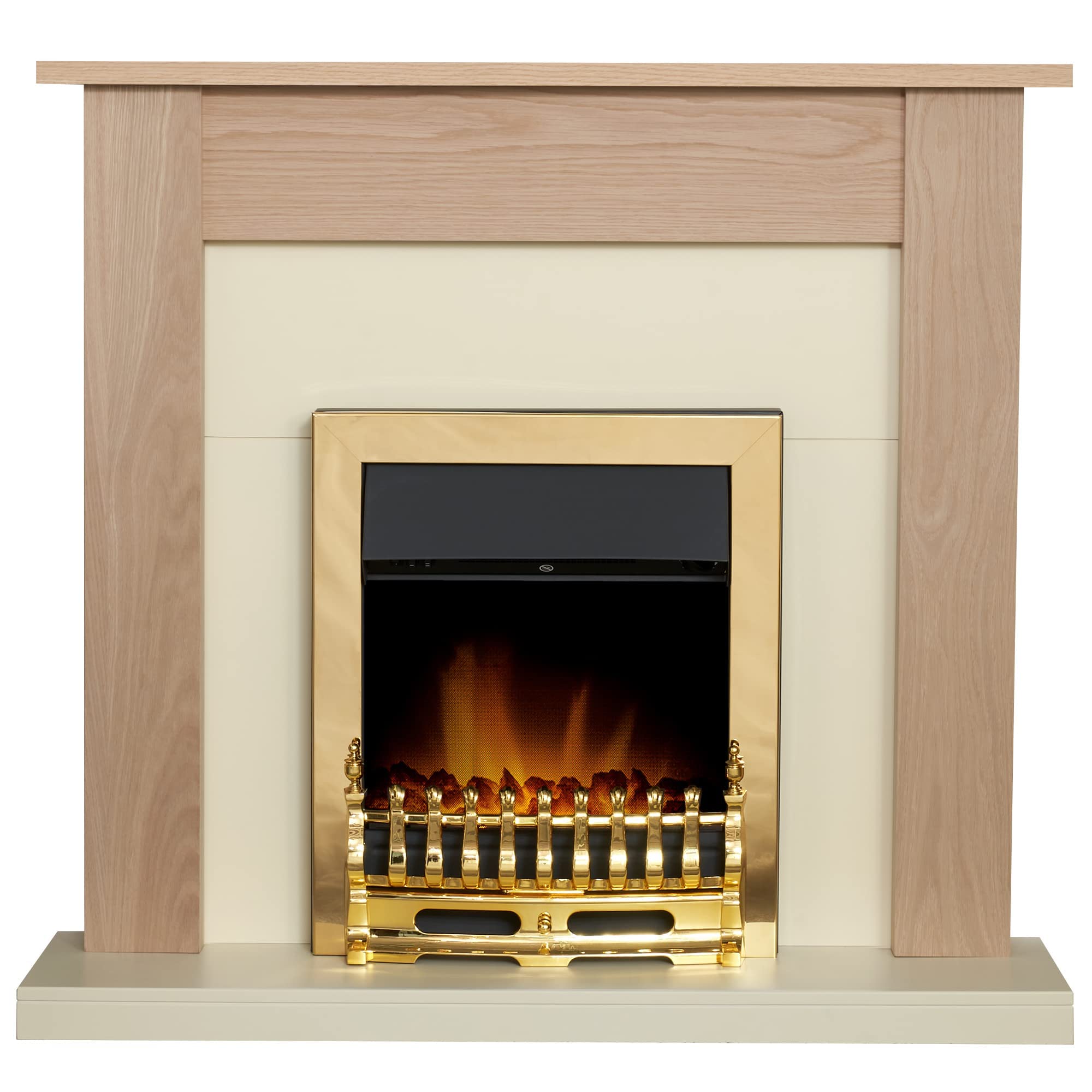 Adam Brass Southwold Fireplace In Oak & Cream With Blenheim Electric Fire In 43 Inch