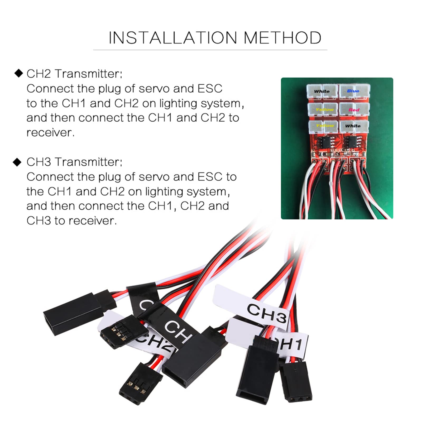 WANGCL Rc Car Lights Kit 12 LED Steering Brake Lighting System Kit Smart Simulation Strobe Light for Rc Car 1/10 RC Auto/LKW/Crawler - Image 4
