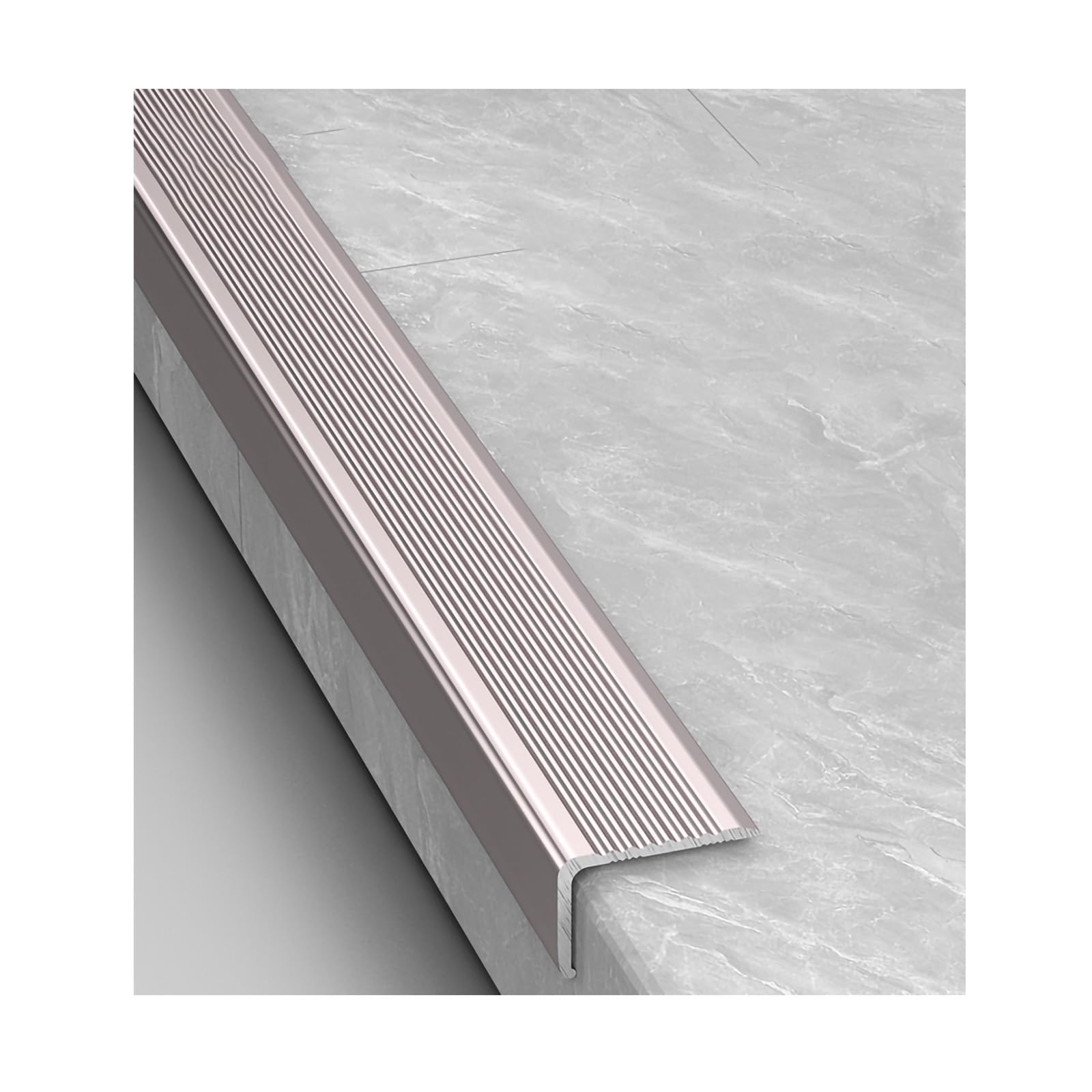 CAFIEDR Stair Nosing Edge Anti Slip Traction Treads,Stair Edge Protector,Step Edge Trim Aluminum Strips, Easy To Install,Outdoor Indoor Staircases Pads.Pink-1.2x2.8x35.4in