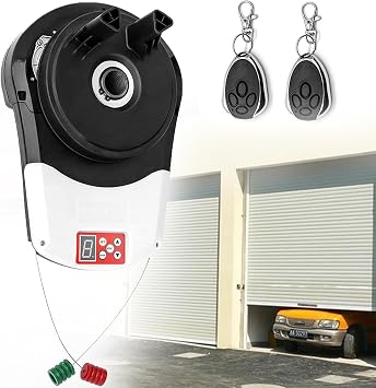 Auto Garage Roller Door Motor Gate Opener, Automatic Roll Up Door Opener Motor, Roll Up Garage Door Opener 2 Remotes, Roller Door Opener for Garage Warehouse Shop Barn Farm, 110v