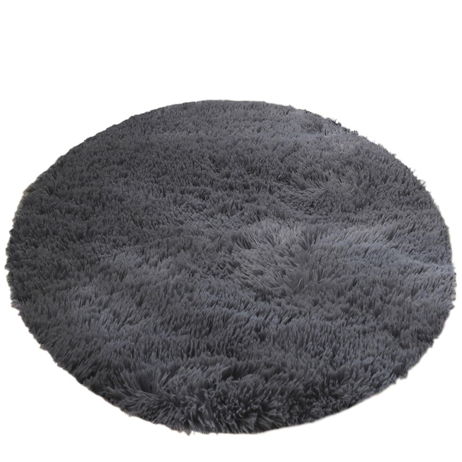 Tapis à poils longs épais et doux 120x120cm tapis de sol maison gris