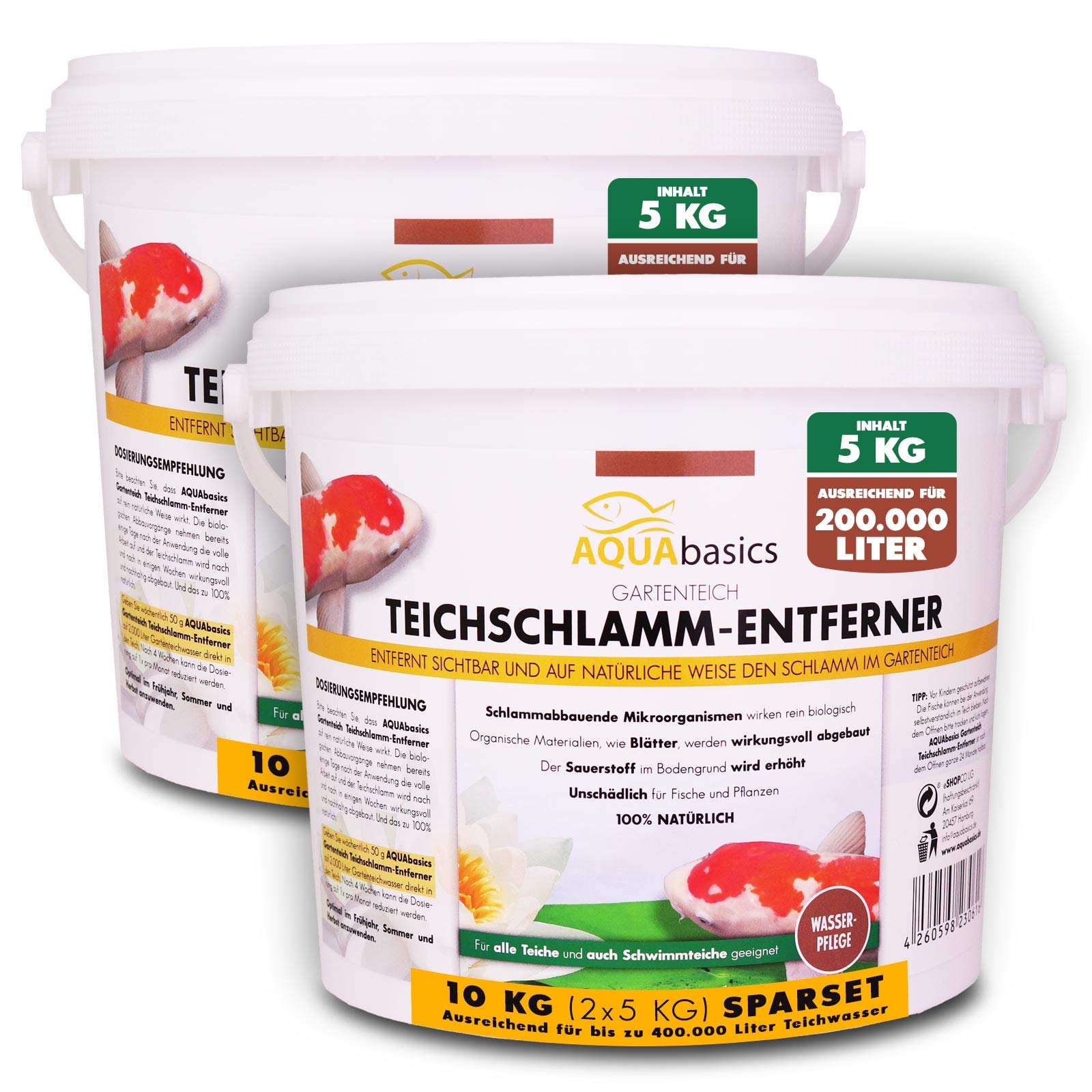 AQUAbasics Gartenteich Teichschlamm-Entferner baut im Teich Schlamm, Mulm und Organische Stoffe (Blätter) natürlich ab, Größe:2.5 kg