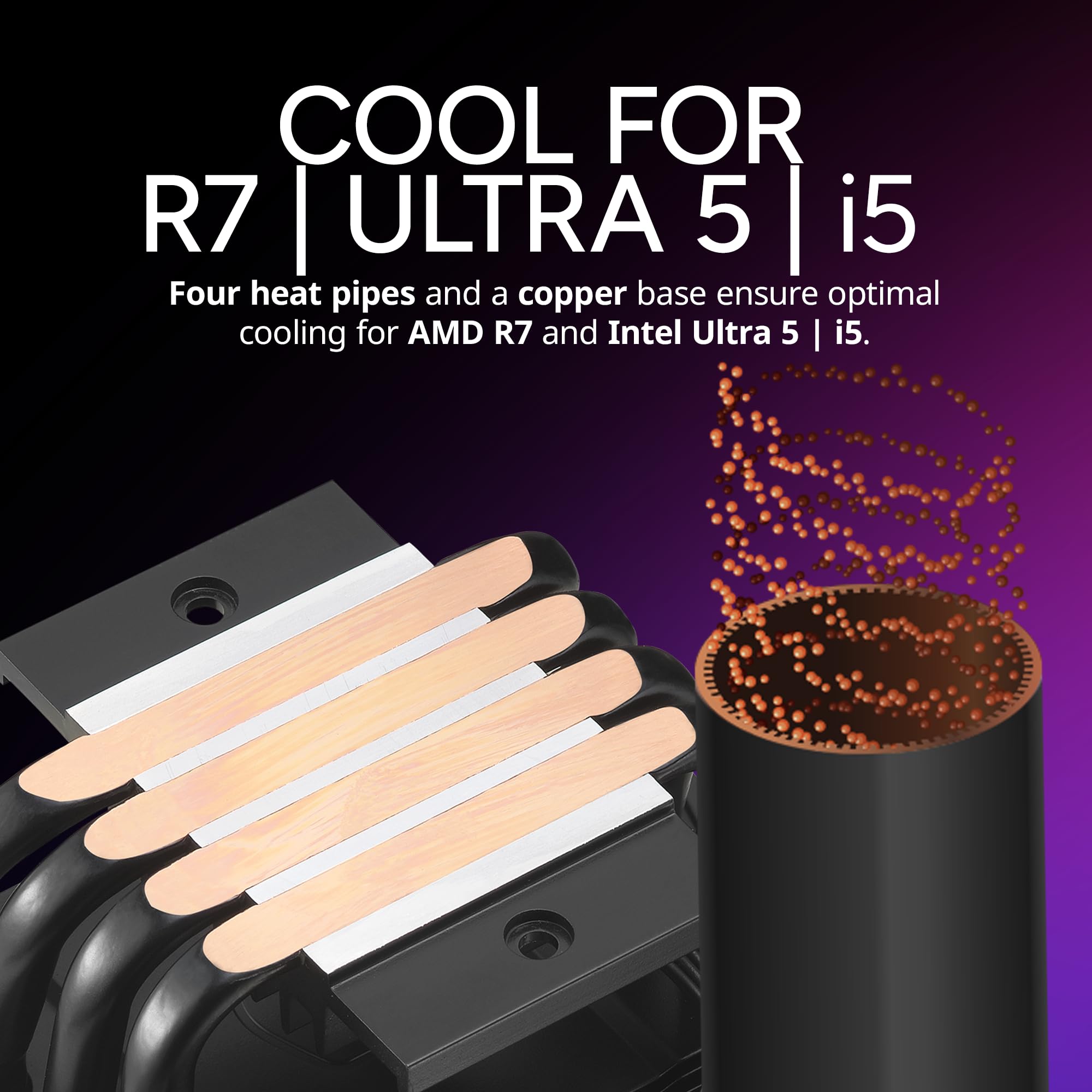 Cooler Master Hyper 411 Nano CPU Air Cooler, SickleFlow 92 PWM Fan, 4 Copper Heat Pipes, 136mm Tall, Sleek Top Cover, AMD Ryzen AM5|AM4, Intel LGA 1851|1700 Brackets