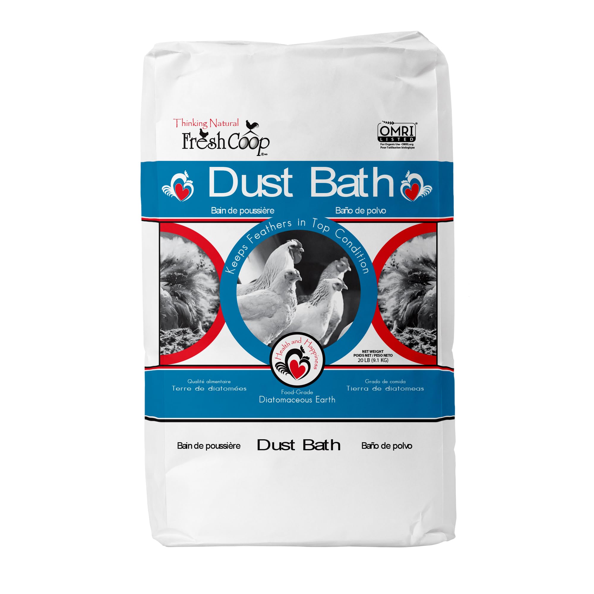 Progressive Planet Fresh Coop Dust Bath, 20lbs - Food-Grade Diatomaceous Earth & Calcium Montmorillonite Clay - Supports Healthy Feathers, Reduces