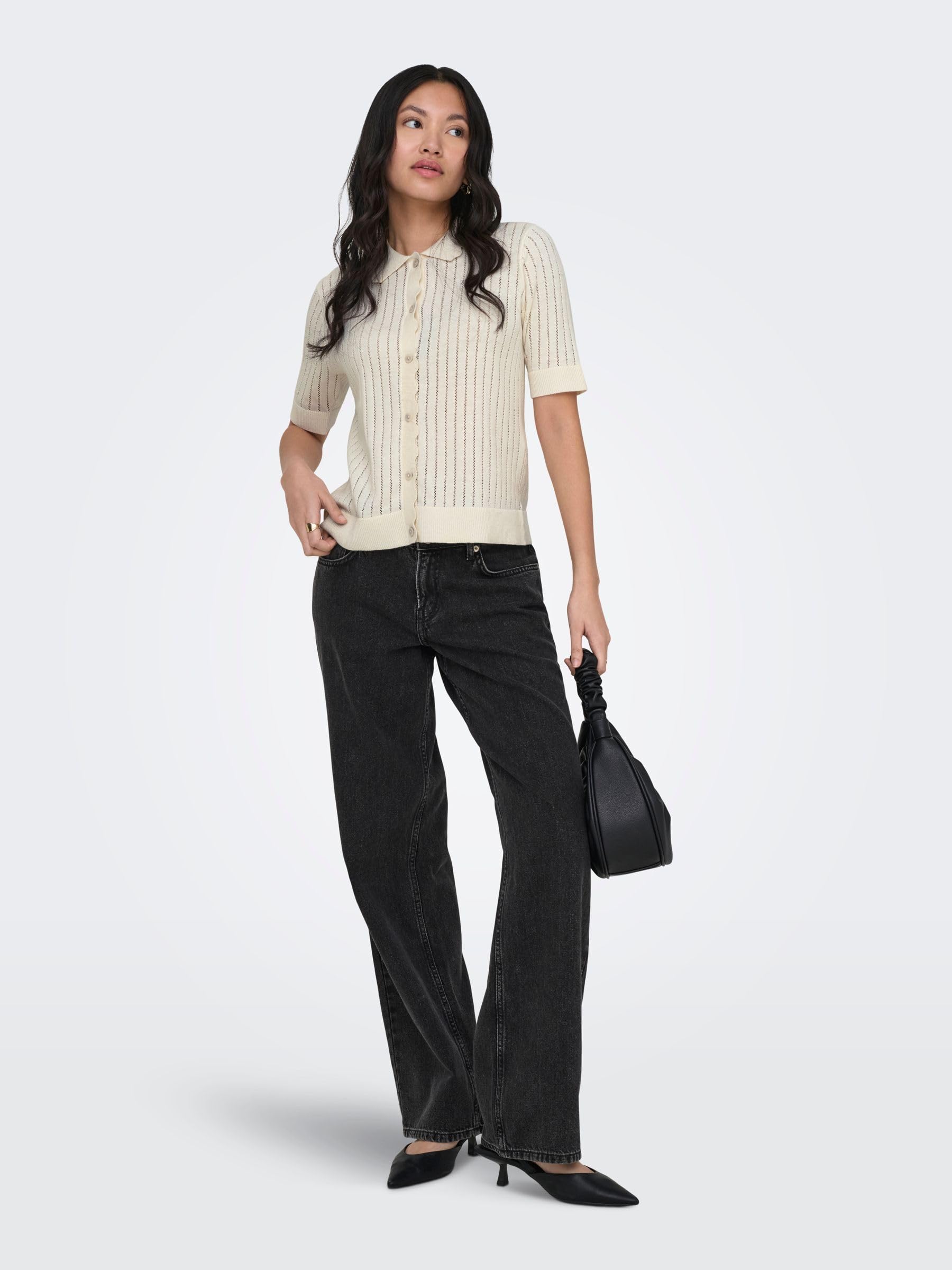 ONLY Onlelma Polo S/S Cardigan Knt Noos Cardigan a Maniche Corte per l'uso Quotidiano Donna (Pacco da 1)