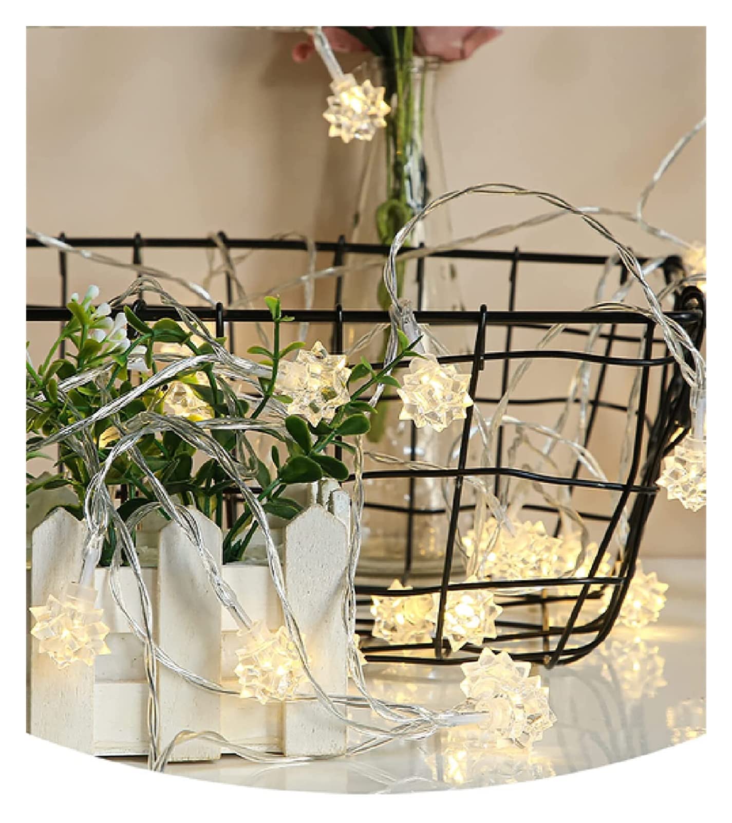 Ghirlande Luminose, Ornamenti Natalizi Extra Large for Esterni, luci a Fiocco di Neve(Warm White,3M)
