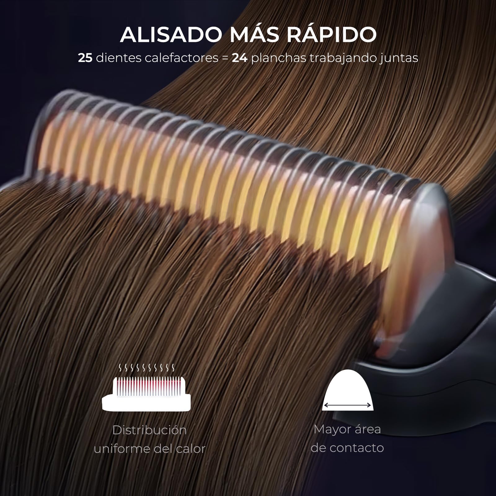 TYMO RING Cepillo Alisador Pelo Profesional, 5 Temperaturas 130°C-210°C, Calentamiento Rápido, Doble Voltaje, Negro