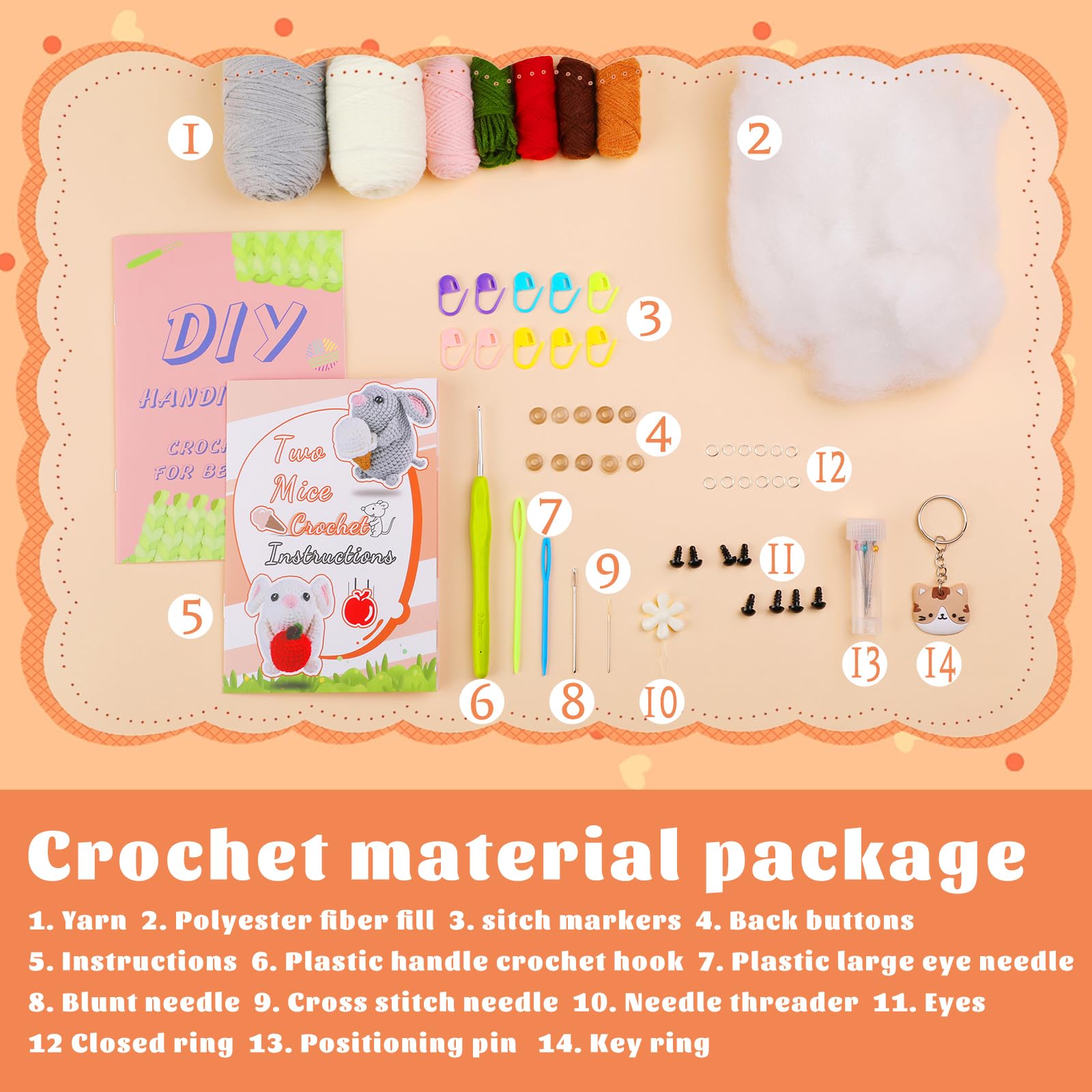 Kogyxe Kit de ganchillo para principiantes, kits de animales de ganchillo Amigurumi con tutoriales de video paso a paso, kit de iniciación de ganchillo para adultos principiantes, 2 familias de