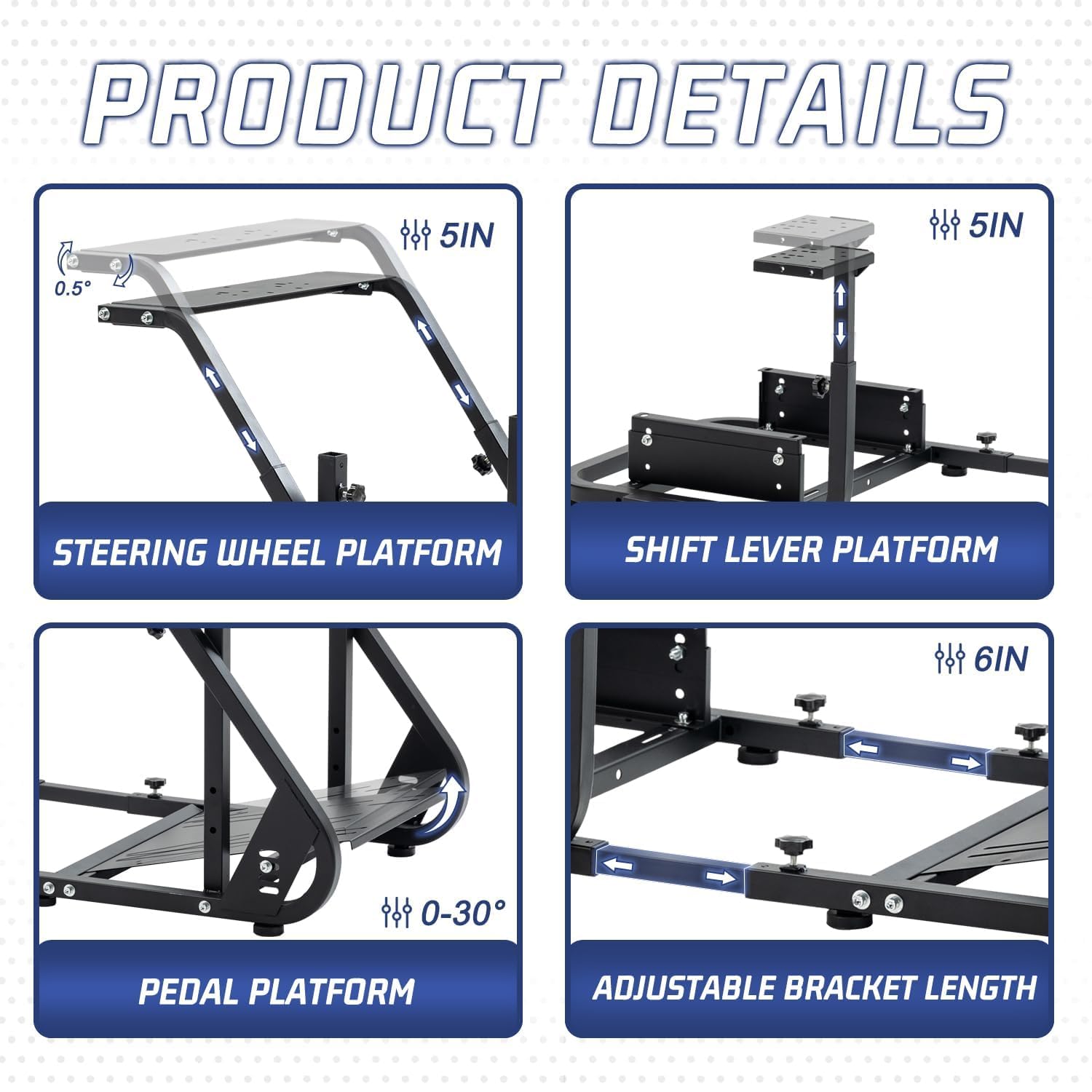 Gazzyt Racing Simulator Cockpit Square Tube Adjustable Driving Mount Fit for Logitech/Thrustmaster/Fanatec G25,G27,G29,G920,G923&T128X,T248,T300,T458 without Wheel Pedal Shifter Monitor Stand,TV