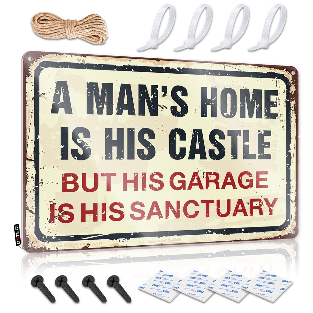Highland Summer Decor Tin Sign For Wall Man Cave - Tiki Bar Hanging Pre-drilled & Vintage | Rustic The Bedroom : A Man's Home Is His Castle But Garage Sanctuary(30X40CM)