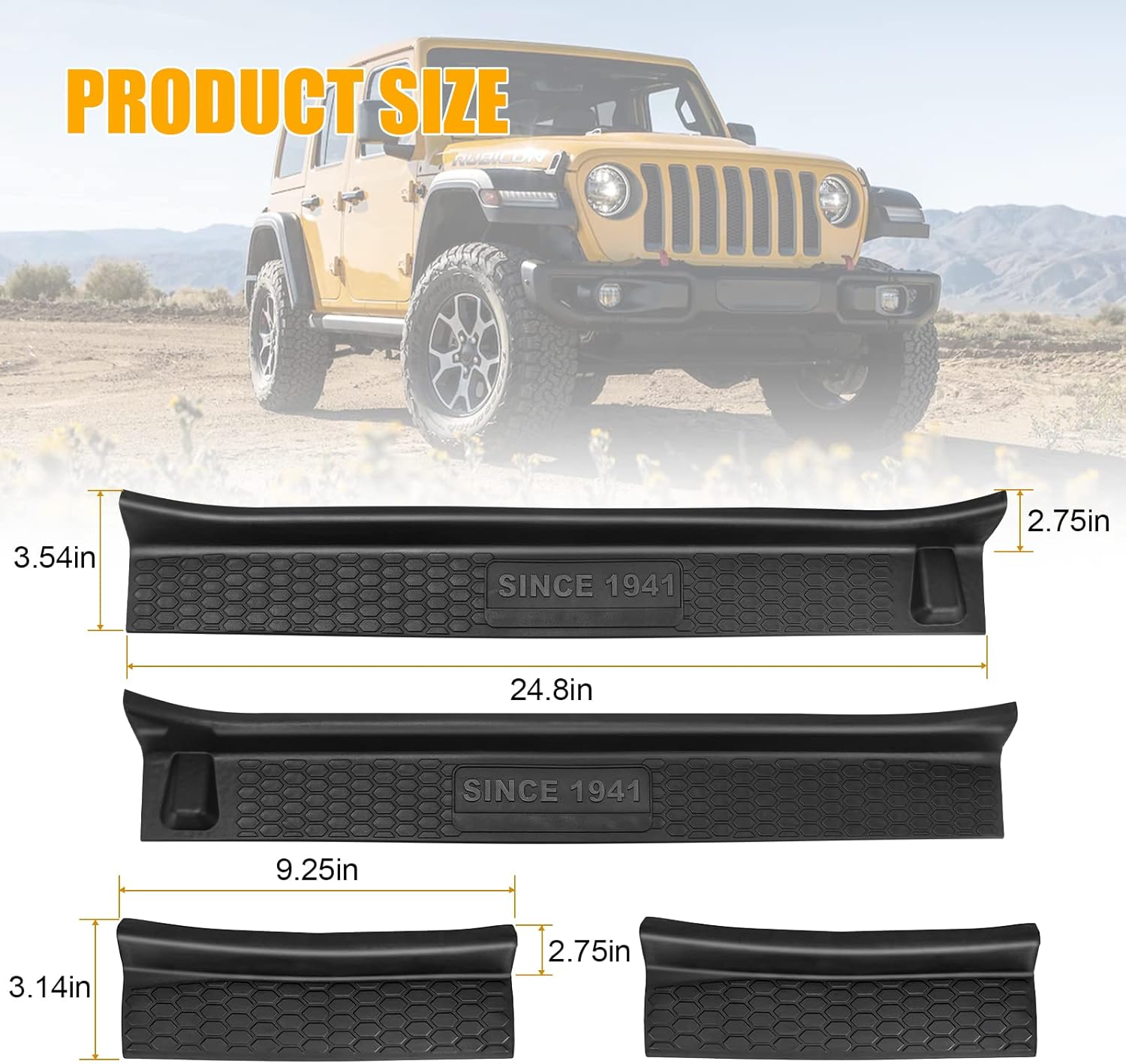 CAFOPAR Door Sill Guards Kit with Logo 1941, Door Sill Guards Edge for 2018-2021 Jeep Wrangler JL JLU Gladiator JT 4-Door Accessories Parts Door Sill Protector Replacement, 4pcs/Set JL JLU-1941 Logo