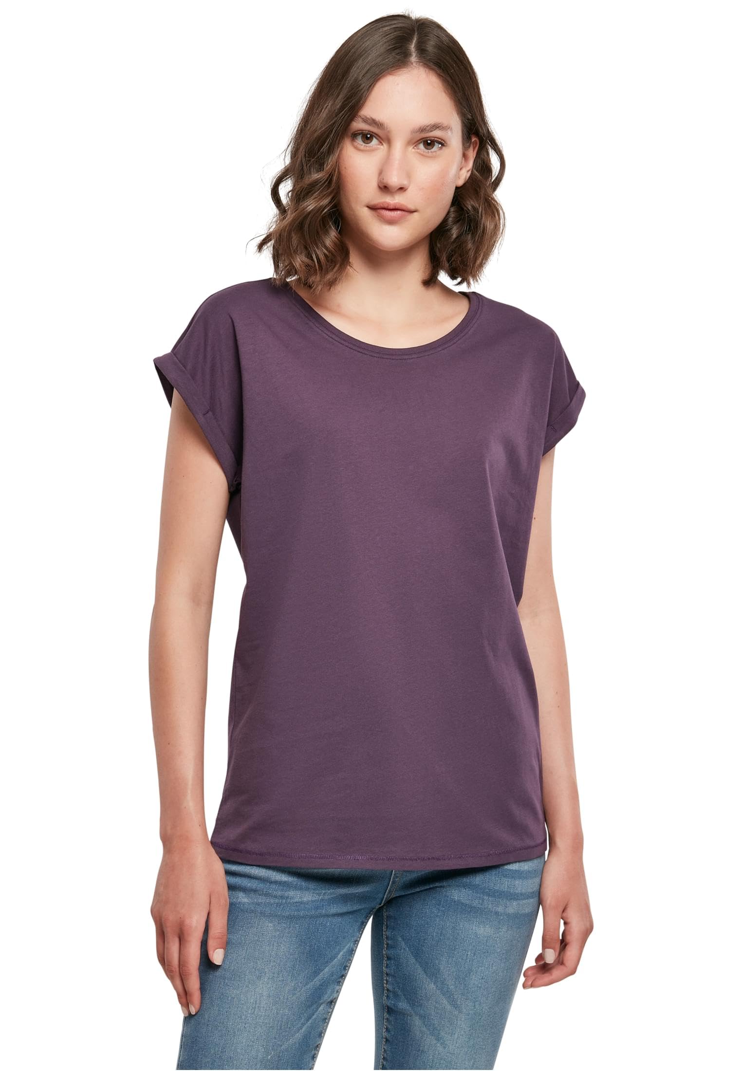Build your Brand Women's Extended Shoulder Tee, purplenight, 4XL