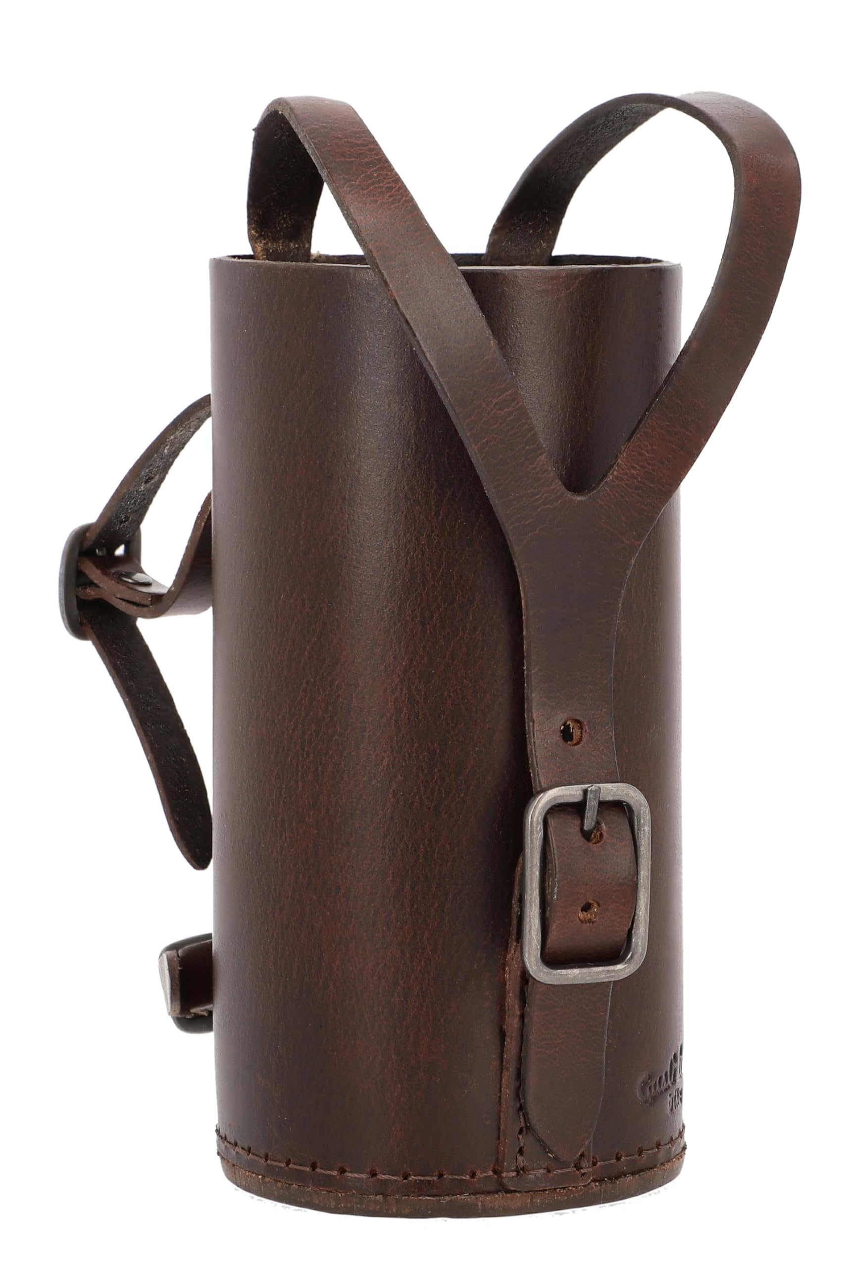 Gusti Flaschenhalter Leder - Connie für Fahrradlenker Getränkehalter Vintage Braun Leder