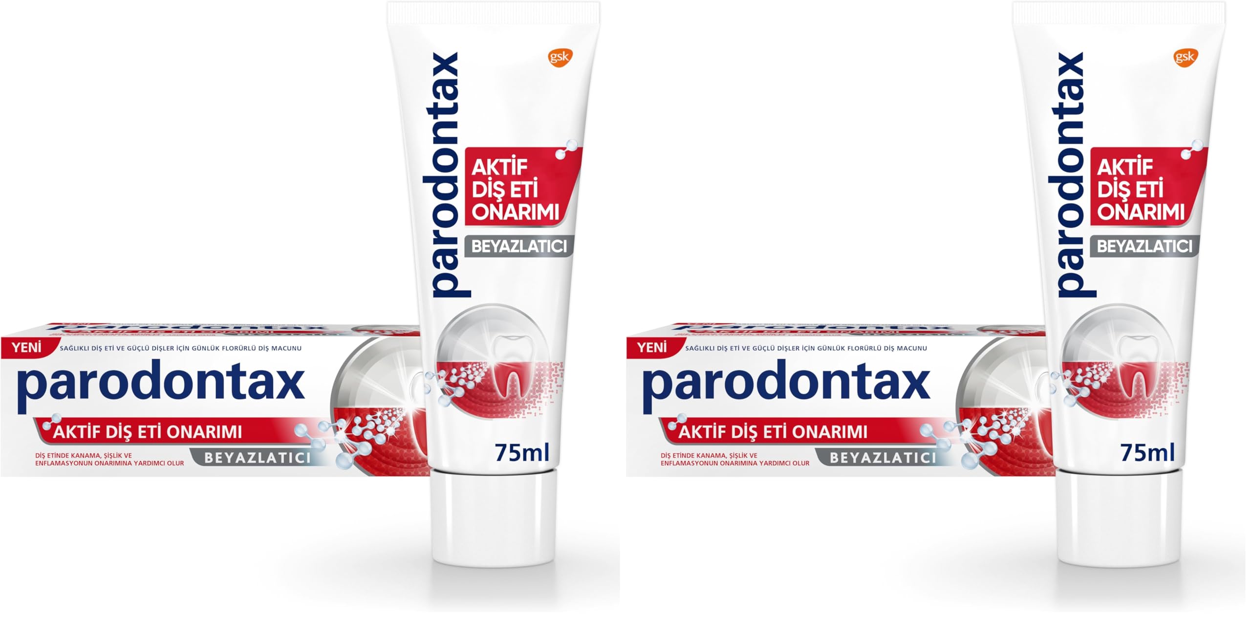 Parodontax Aktif Diş Eti Onarımı Beyazlatıcı Diş Macunu 75 ml (2 paketi)