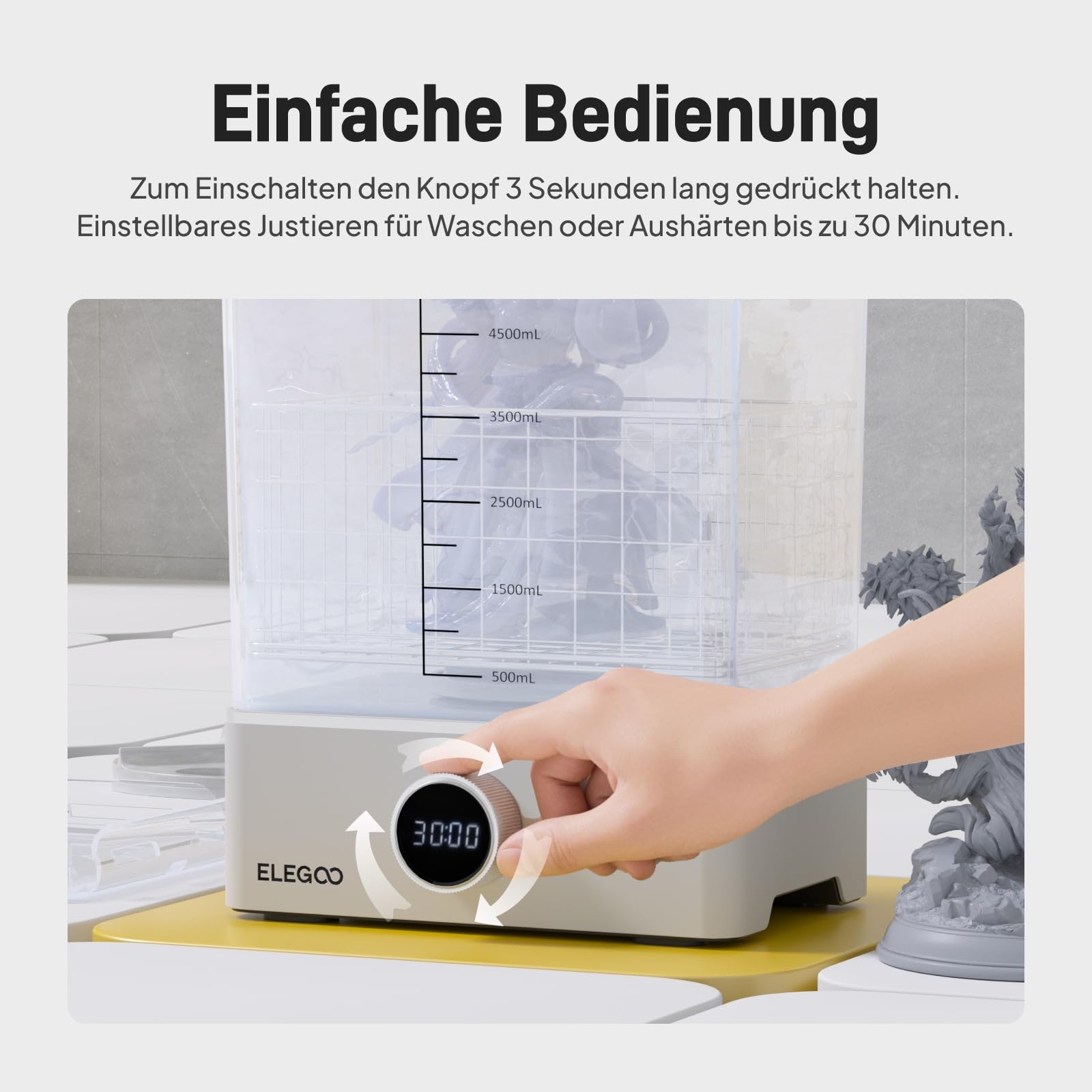 ELEGOO Mercury XS Bundle Machine Wash & Cure Separate Reinigungs- und Aushärtungsstation für große 3D-Harz-Druckmodelle mit tragbarer UV-Lampe, kompatibel mit ELEGOO Saturn und Mars
