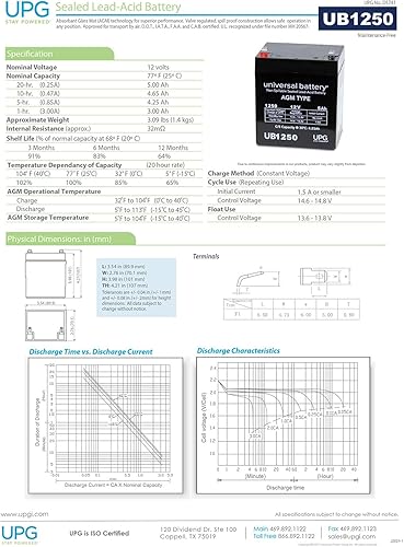 Miniatura 5 de NP5-12 Batería de alarma casera 12v 5ah SLA UB1250