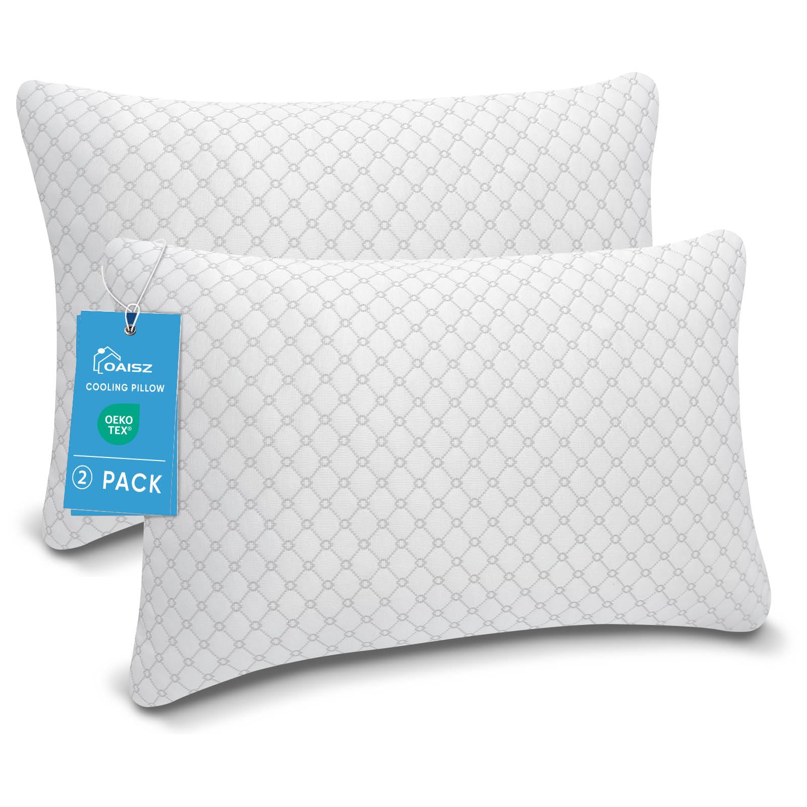 OAISZ Shredded Memory Foam Pillows, Cooling Bed Pillows Queen Size Set of 2 for Sleeping, Adjustable Firm Pillows for Side Back and Stomach Sleepers, Washable Removable Cover