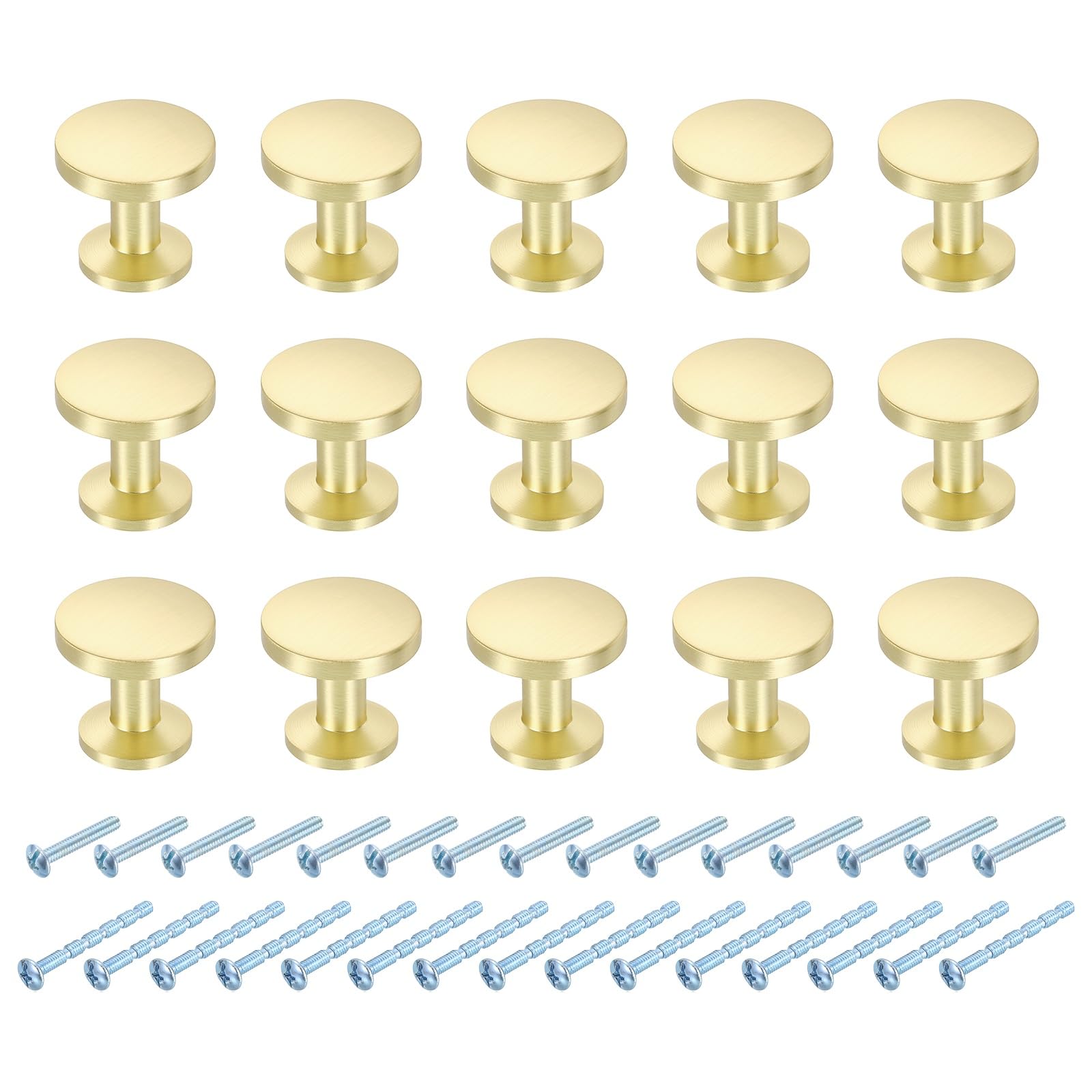 Boutons d'armoire ronds de 3cm en laiton brossé pour tiroir de commode et cuisine