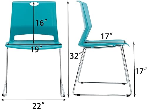 Miniatura 3 de Sidanli Juego de 4 sillas apilables azules