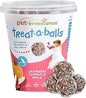 TREAT-A-BALLS Pumpkin Cranberry Apple Dog Treats - Soft Grain-Free Vegan Low Calorie Non-GMO Healthy Snacks 18pk