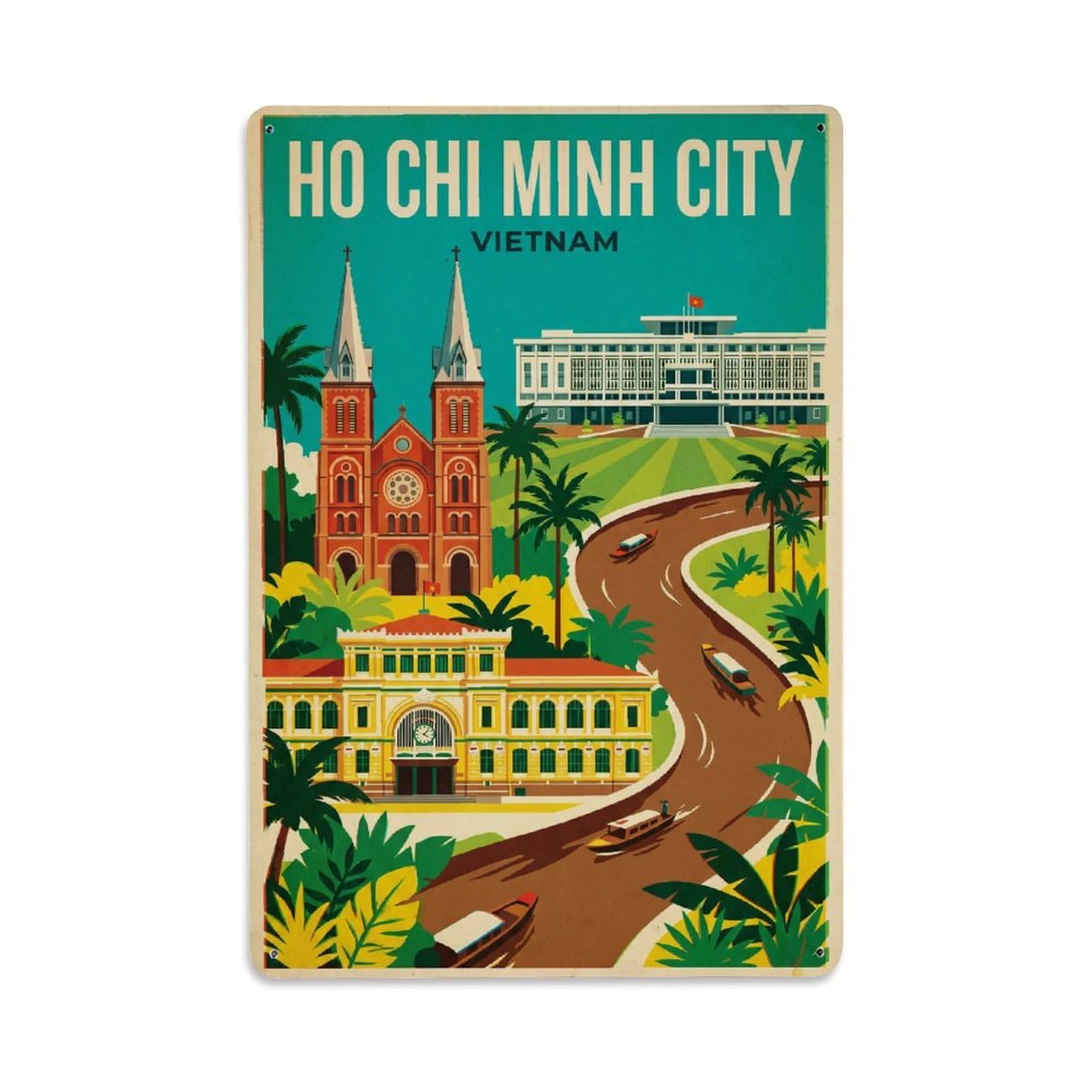 Metal Tin Sign Travel Retro Vietnam Ho Chi Minh City