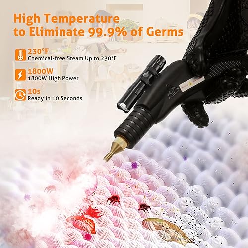 Miniatura 8 de WICHEMI Limpiador de vapor de 1800 W para limpieza, vaporizador de mano de alta presión + trapeador de vapor de piso de alta temperatura de 1800 W,