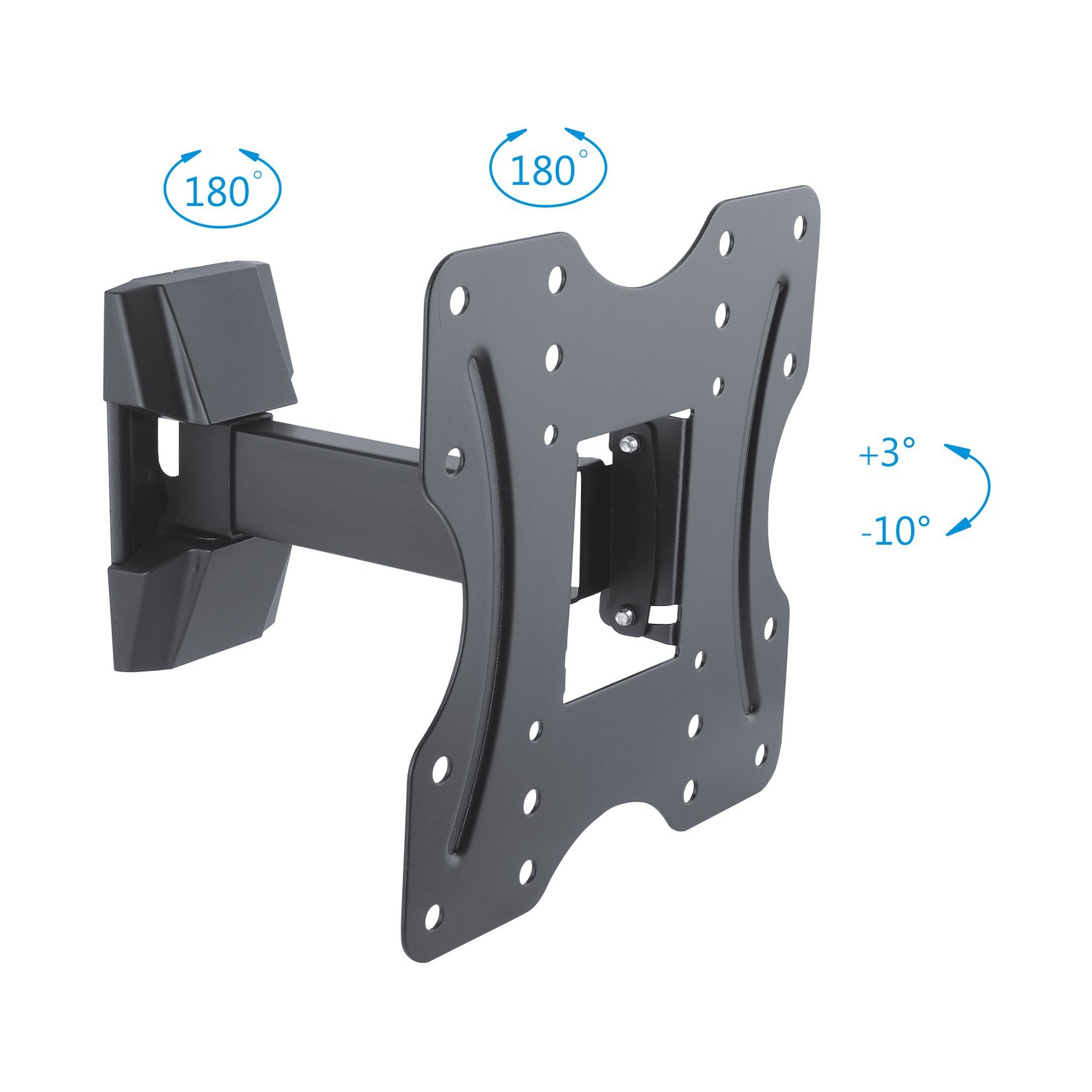 PureMounts® Uchwytdo telewizora, Vesa 200x200, odległość od ściany: 5,5-20 cm, nośność 30 kg, pochylanie 3°/-10°, obracanie 90°/-90°, czarny