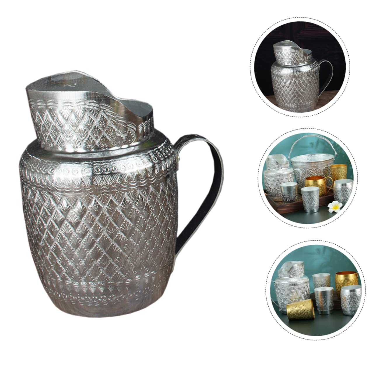 Alipis 2pezzi Brocca Metallo Con Manico Dispenser Versatile Per Bevande Calde e Fredde Per Cucina e Feste Inossidabile Facile Da Pulire e Manutenere Perfetta Per Salsa