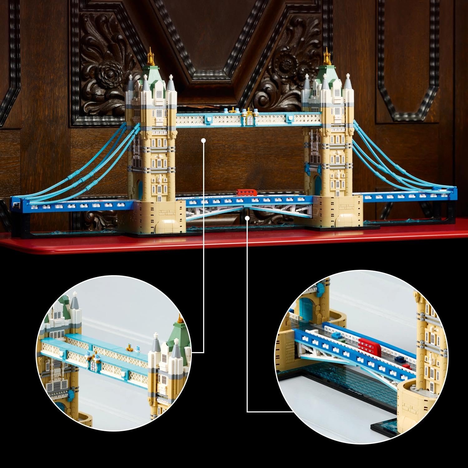 LEGO Architecture Tower Bridge - DIY Miniatur Modellbau für Erwachsene - 3D Regal Deko Set mit hochklappbaren Baskülen, Fluss Themse Sockel & London Doppeldeckerbus - Sammelbares Geschenk - 21067
