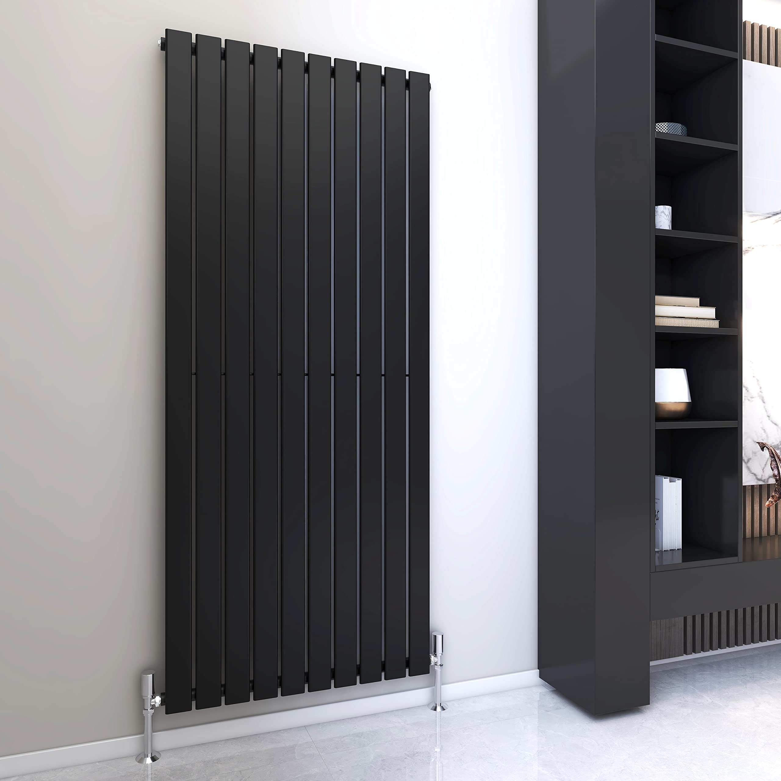 Mcc Direct Black Radiator Horizontal Vertical Designer Flat Panel Central Heating Radiator 1800Mm Height (1800X680mm Single, )