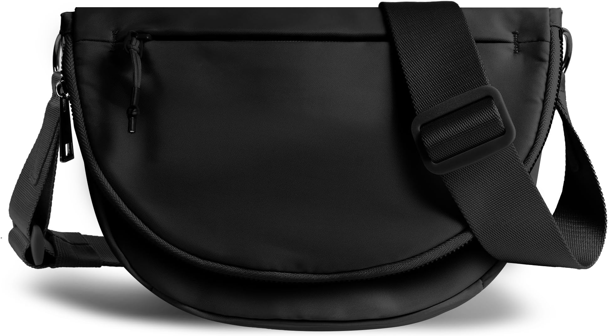 Crescent Bag for Women and Men, Fashion Medium Nylon Folding Crescent Moon Bag Single Shoulder Bag with Adjustable Strap, black, 6 inches wide and 5 inches tall, Fashion and Leisure