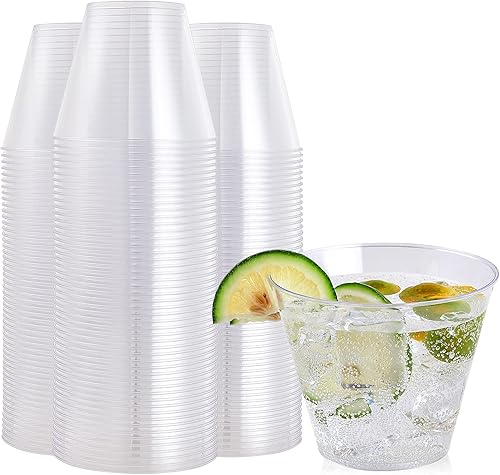 Miniatura 3 de FOCUSLINE 200 platos de plástico transparente de 6 pulgadas y vasos de plástico transparente de 9 onzas, platos de postre de plástico resistente y