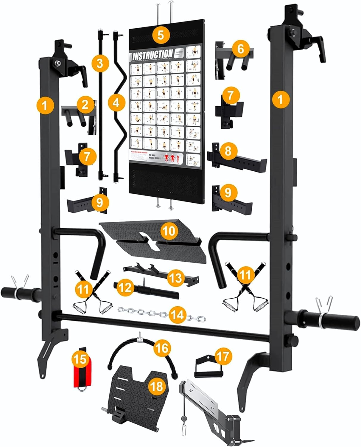 MiM USA Hercules Commercial All in One Gym Machine, Smith Machine Functional Trainer,400 lb Weight Stack, Adjustable Bench, Jammer Arms, Leg Press, Leg Extension, Arm Curl, LAT Seat, 24 Attachment