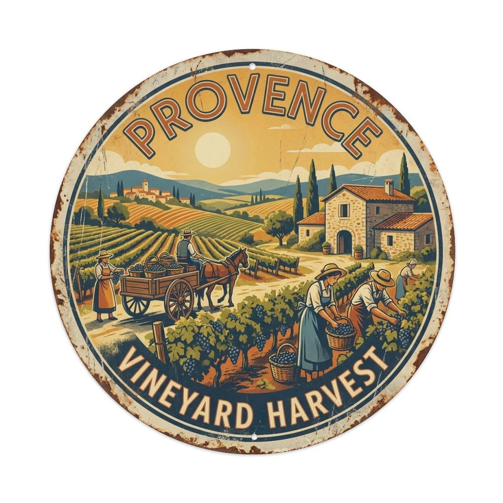 Retro Country Travel Vineyard Harvest France Provence Metal Tin Sign