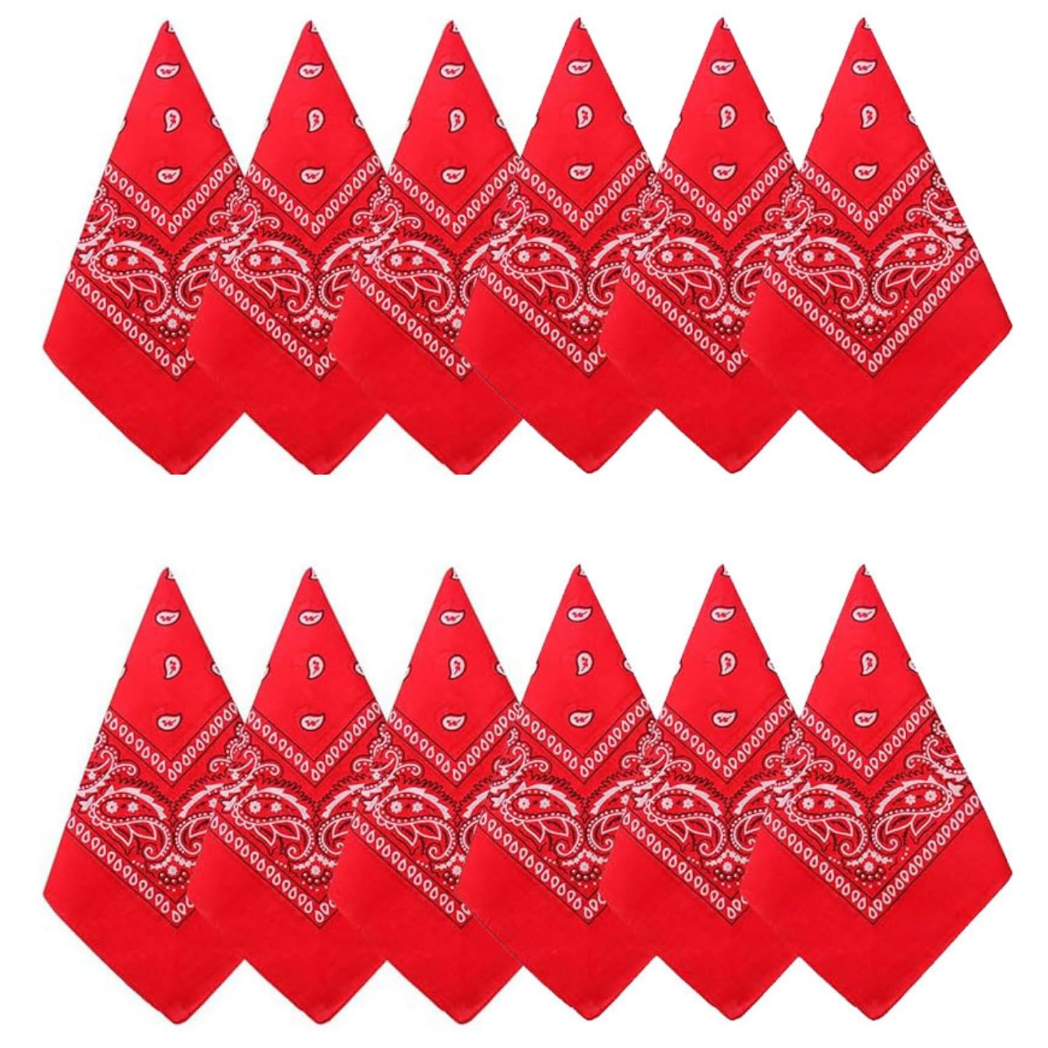 LATRAT Bandana unisex dla mężczyzn i kobiet, maska na twarz, opaska na głowę z kwadratowym szalikiem, opaska na głowę, 12 sztuk (czerwona), Czerwona, M