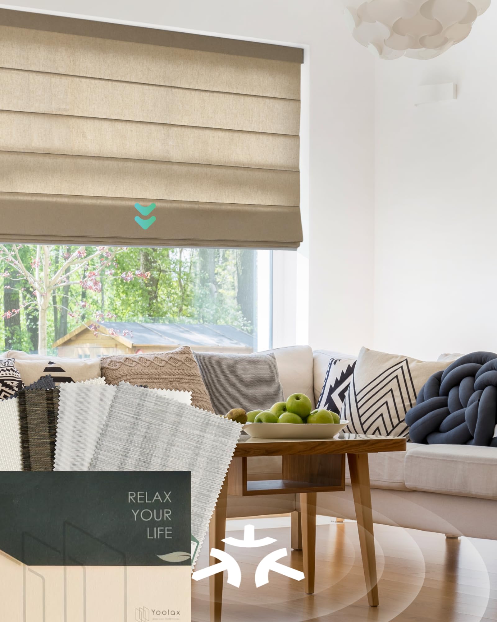 Yoolax Roman Blinds, Blinds for Windows Blackout Shades Control Roman Window Shades, Fabric Sample (Multicolor