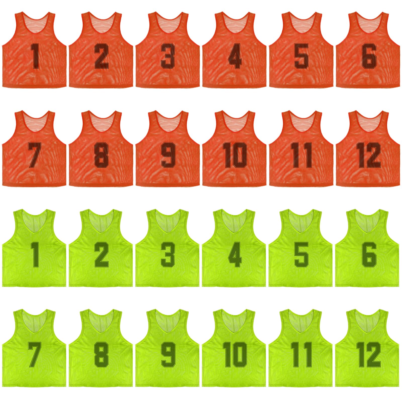 TOMAIX Training Bibs, 24 Pack Football Bibs for Kids, Youths and Adults