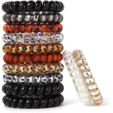 Colorful Pony Pop and Knot Spiral Hair Ties