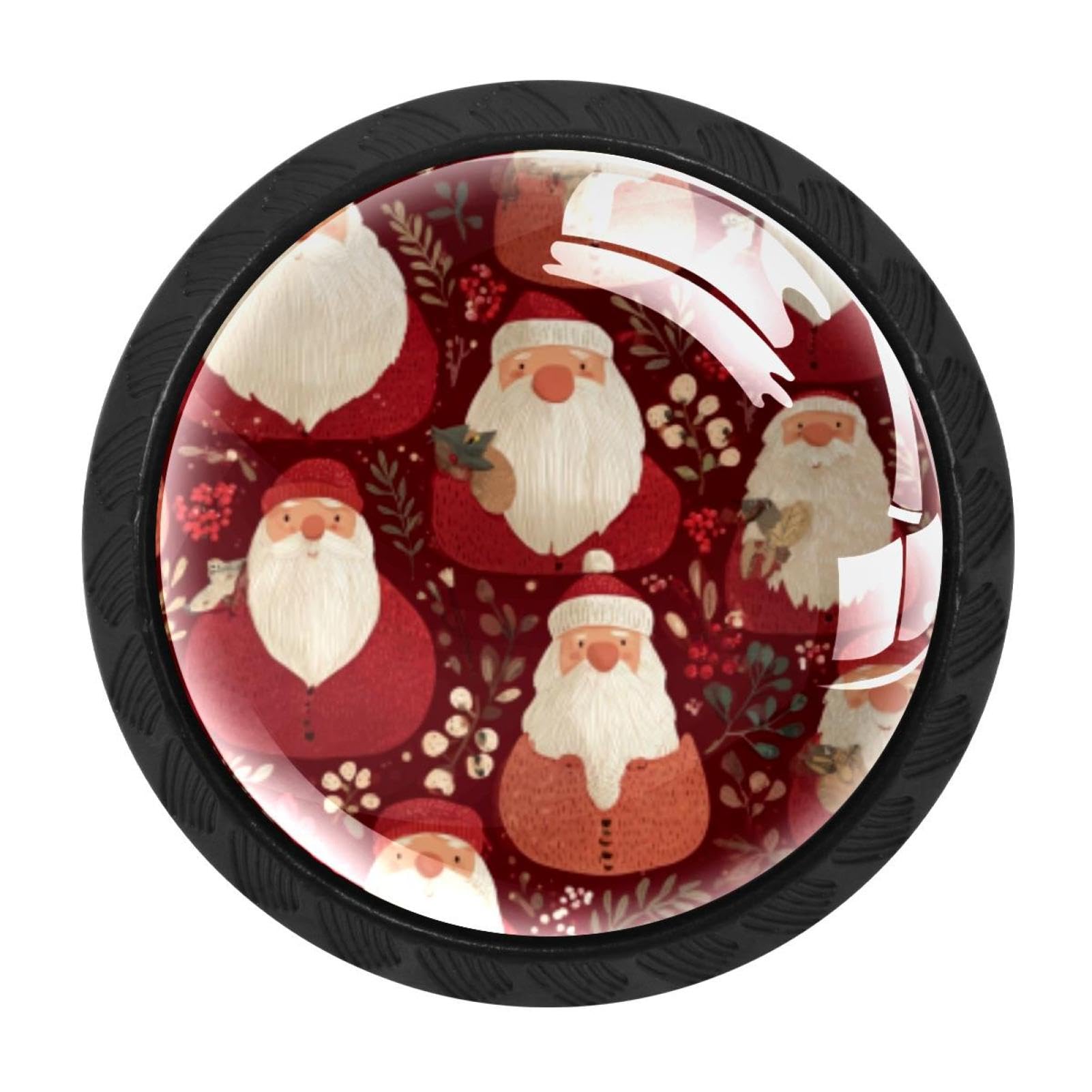 CHENZZZZ 4 Pack Cabinet Handles Black Christmas Santa Pattern (6) Cabinet Knobs Draw