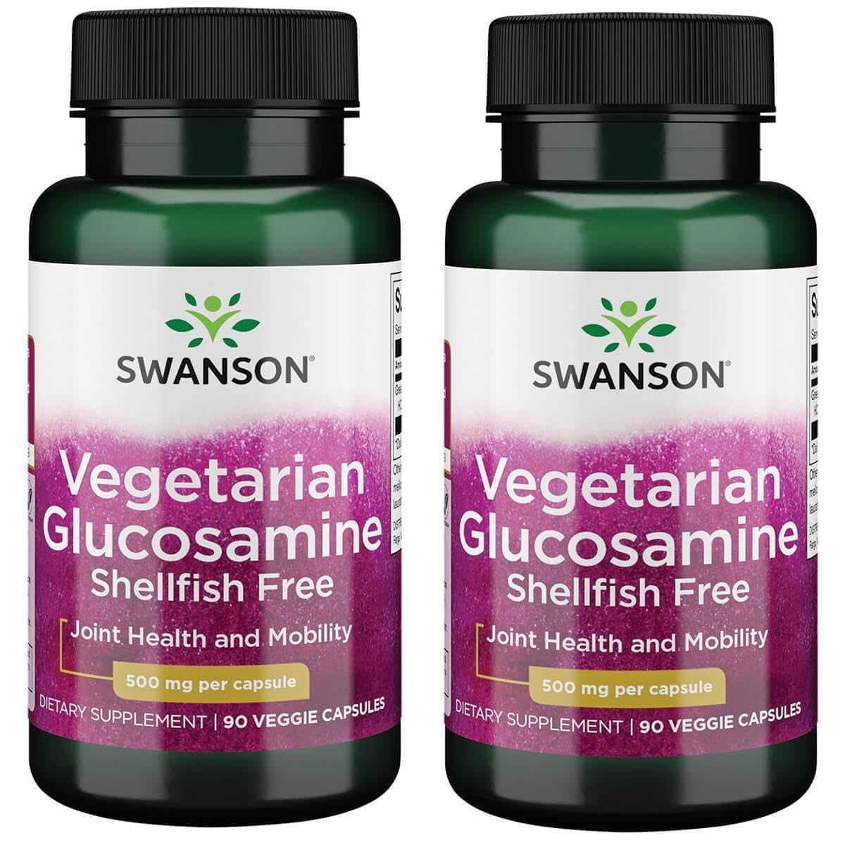 Swanson Vegetarian Glucosamine 500 mg, 90 Veggie Capsules, 2 Pack 90 Count (Pack of 2)