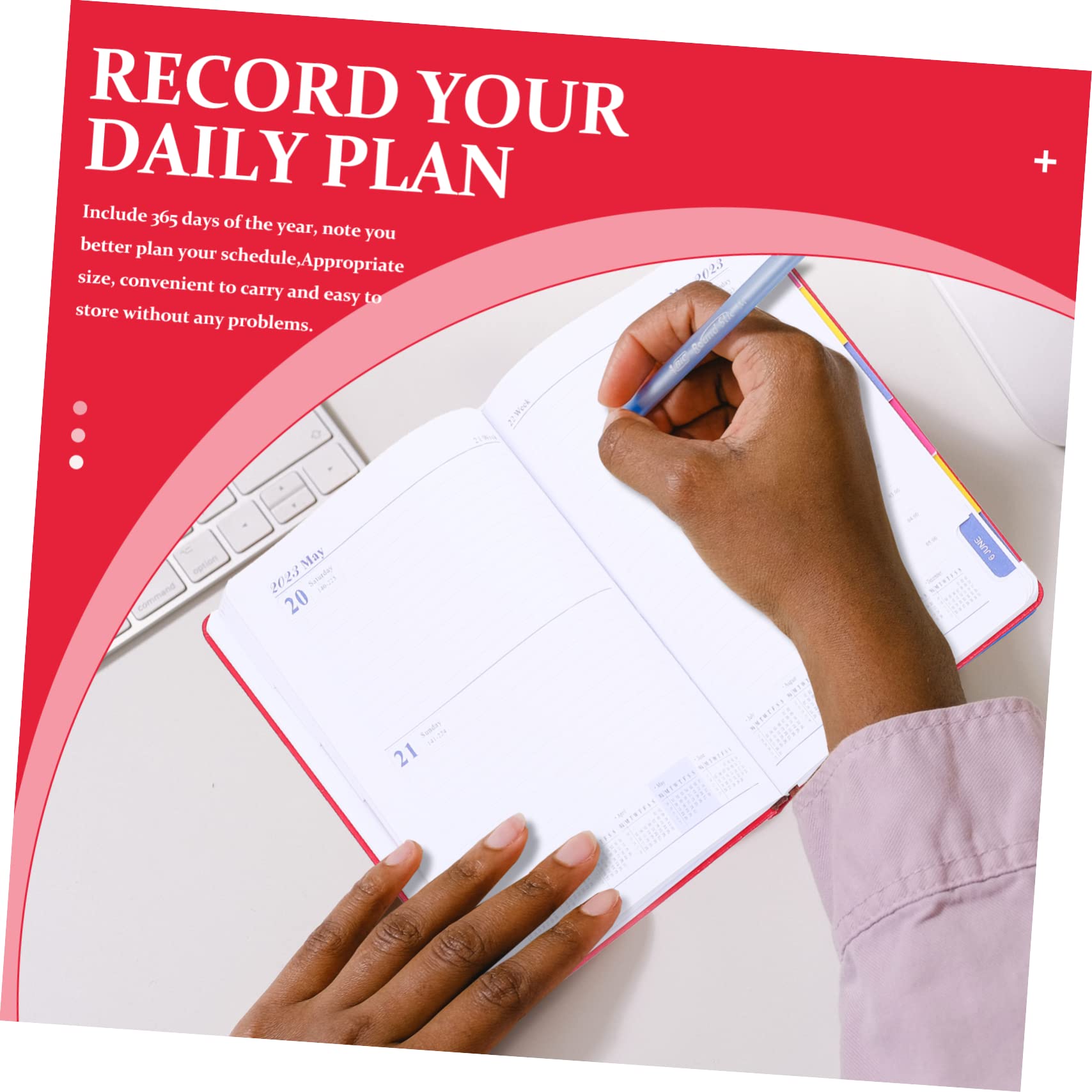 Agenda Scolastica Inglese A5 2023 in Carta Rossa, 1 Pezzo | Pianificazione Settimanale e Mensile, Formato Portatile, Design Semplice Pagine Interne Delicate