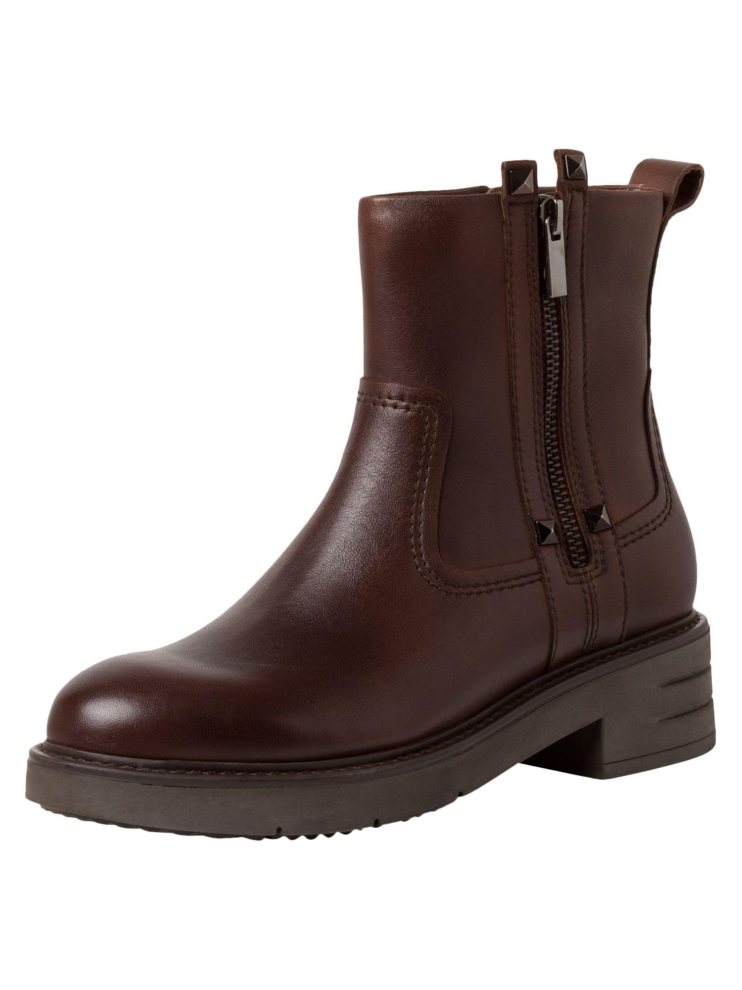MARCO TOZZI Damen Stiefeletten mit Absatz aus Leder mit Reißverschluss