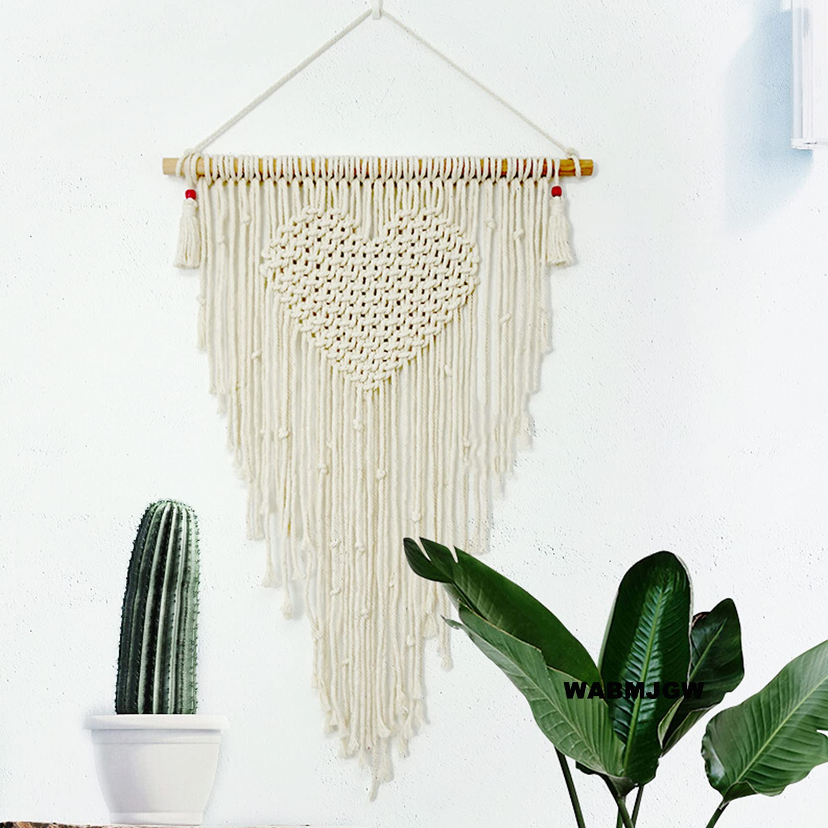 Tapiz para colgar en la pared de macramé, bohemio, chic, 50 x 75 cm, macramé, tela de algodón, hecha a mano, decoración del hogar